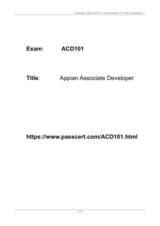 Appian Certified Associate Developer ACD101 Dumps