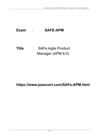 SAFe Agile Product Manager SAFE-APM Dumps