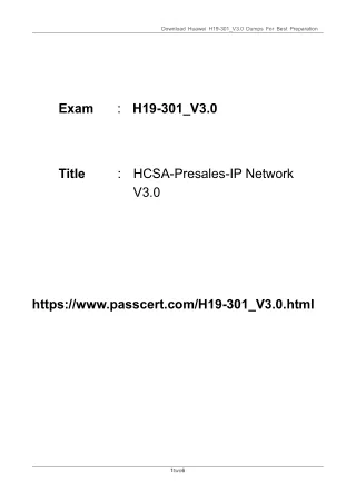 H19-301_V3.0 HCSA-Presales-IP Network V3.0 Exam Dumps