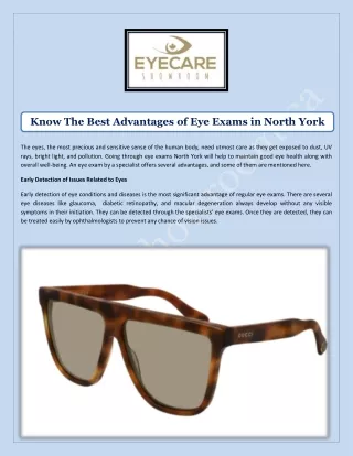 Know The Best Advantages of Eye Exams in North York