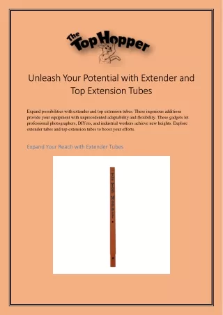 Unleash Your Potential with Extender and Top Extension Tubes