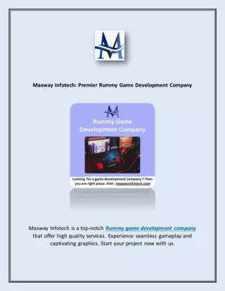 Maxway Infotech Premier Rummy Game Development Company