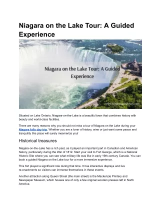 Unveiling Niagara-on-the-Lake: A Guided Tour Experience