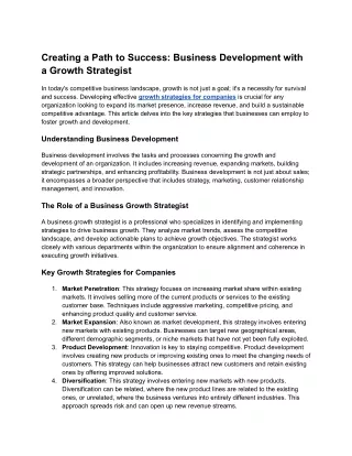 Creating a Path to Success_ Business Development with a Growth Strategist