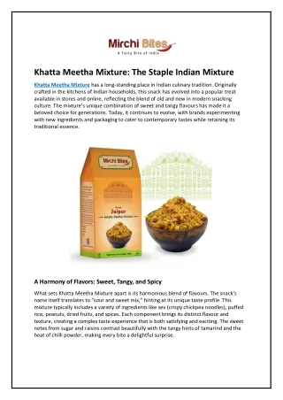 Khatta Meetha Mixture: The Staple Indian Mixture