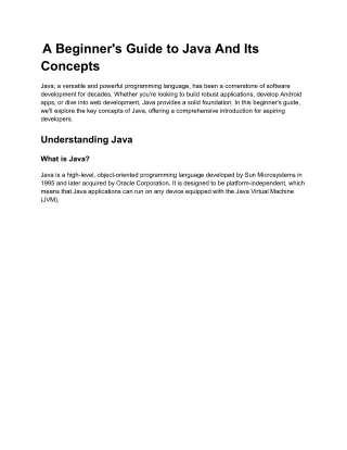 A Beginner's Guide to Java And Its Concepts