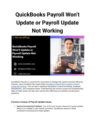 QuickBooks Payroll Won’t Update or Payroll Update Not Working