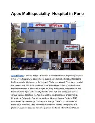 Apex Multispeciality  Hospital in Pune