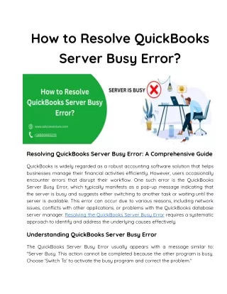 How to Resolve QuickBooks Server Busy Error