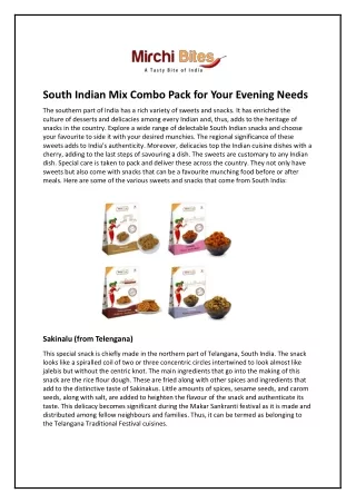 South Indian Mix Combo Pack For Your Evening Needs