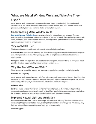 What are Metal Window Wells and Why Are They Used?