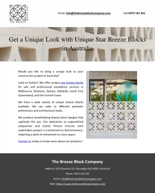 Get a Unique Look with Unique Star Breeze Blocks in Australia