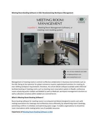 Meeting Room Booking Software in ksa