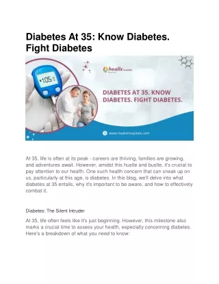 Diabetes At 35 Know Diabetes. Fight Diabetes