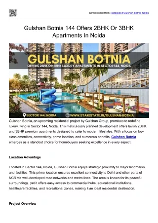 Gulshan Botnia 144 Offers 2BHK Or 3BHK Apartments In Noida