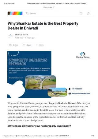 Why Shankar Estate is the Best Property Dealer in Bhiwadi _ by Shankar Estate