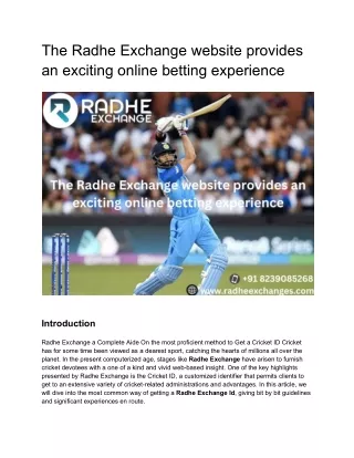 The Radhe Exchange website provides an exciting online betting experience