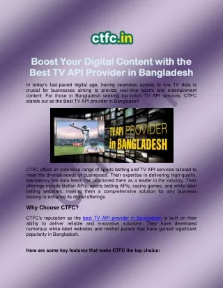 Discover the Best TV API Provider in Bangladesh Today