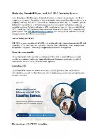 Maximizing Financial Efficiency with SAP FICO Consulting Services (1)