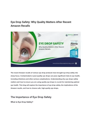 Eye Drop Safety Why Quality Matters After Recent Amazon Recalls