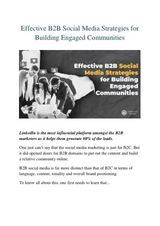 Effective B2B Social Media Strategies for Building Engaged Communities
