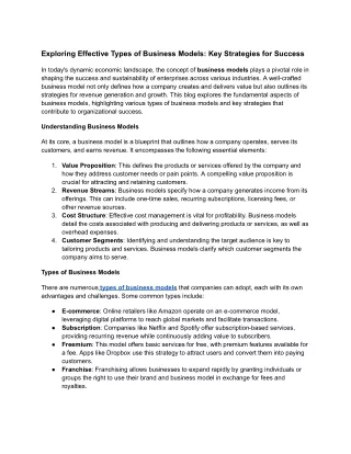 Exploring Effective Types of Business Models_ Key Strategies for Success
