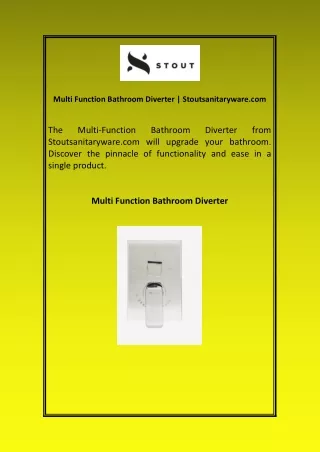 Multi Function Bathroom Diverter Stoutsanitaryware com