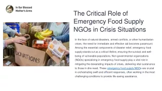 The Critical Role of Emergency Food Supply NGOs in Crisis Situations