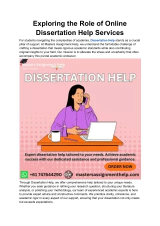 Exploring the Role of Online Dissertation Help Services