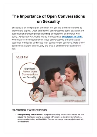 Significant Role of Open Conversation on Sexual Activity