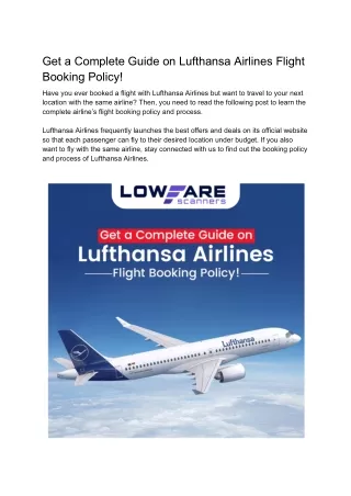 Lufthansa Airlines Flight Booking Policy