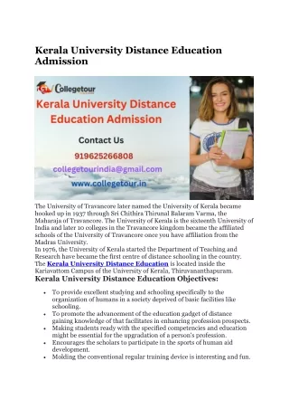 Kerala University Distance Education Admission