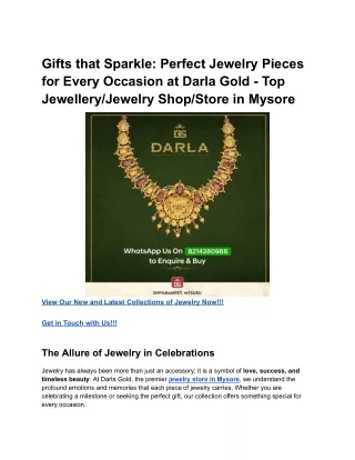 Gifts that Sparkle: Perfect Jewelry Pieces for Every Occasion at Darla Gold - To