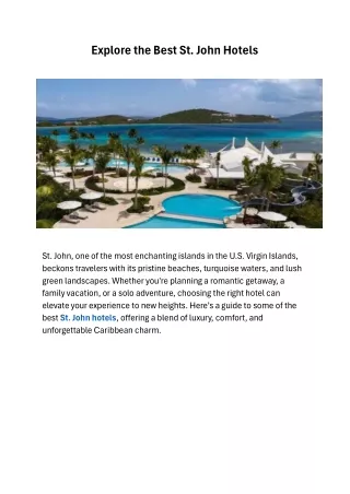 Explore the Best St John Hotels