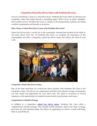 Competitive School Bus Driver Salary with Northstar Bus Lines