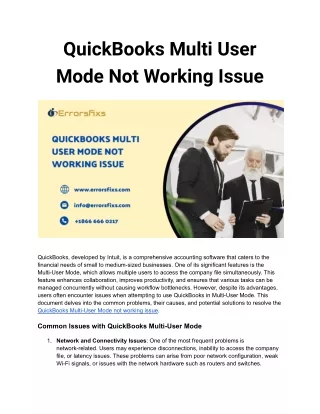 QuickBooks Multi User Mode Not Working Issue