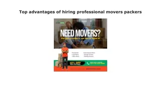 Top advantages of hiring professional movers packers