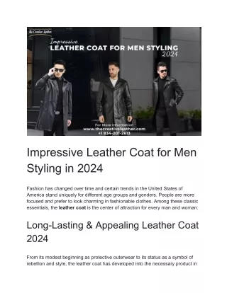 Impressive Leather Coat for Men Styling in 2024