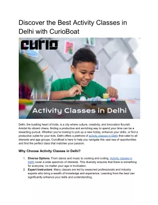 Discover the Best Activity Classes in Delhi with CurioBoat
