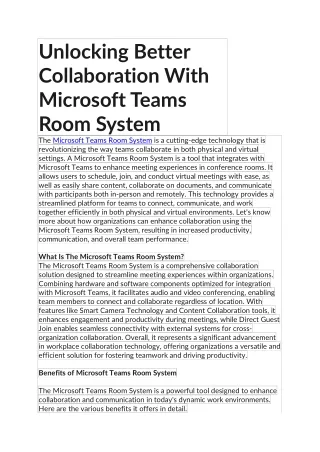 Unlocking Better Collaboration With Microsoft Teams Room System