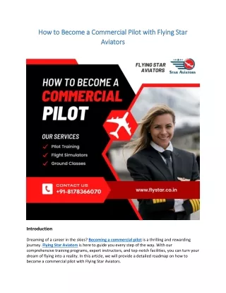 How to Become a Commercial Pilot with Flying Star Aviators