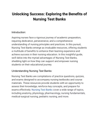 Unlocking Success_ Exploring the Benefits of Nursing Test Banks