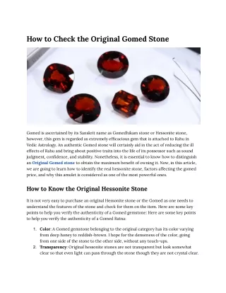 How to Check the Original Gomed Stone