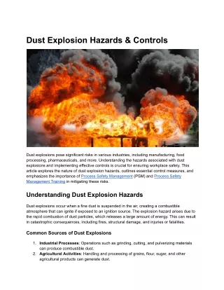 Dust Explosion Hazards & Controls