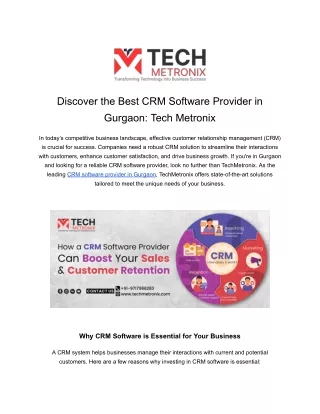 Discover the Best CRM Software Provider in Gurgaon-Tech Metronix