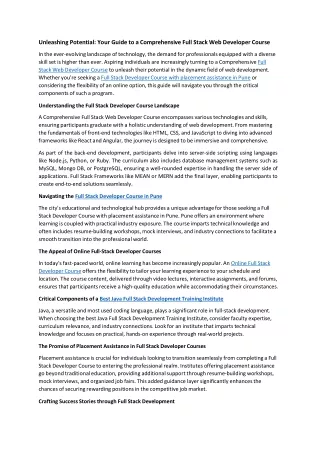 Your Guide to a Comprehensive Full Stack Web Developer Course