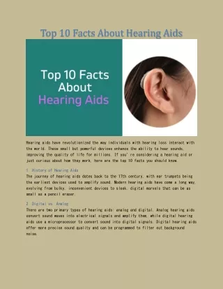 Top 10 Facts About Hearing Aids