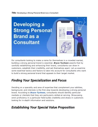 Developing a Strong Personal Brand as a Consultant