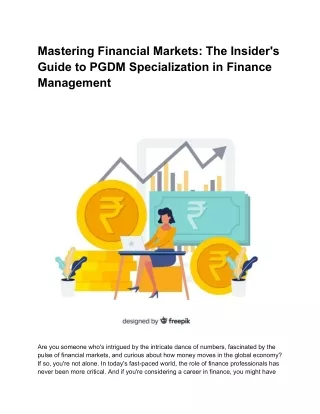 Mastering Financial Markets_ The Insider's Guide to PGDM Specialization in Finance Management