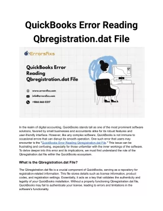 QuickBooks Error Reading Qbregistration